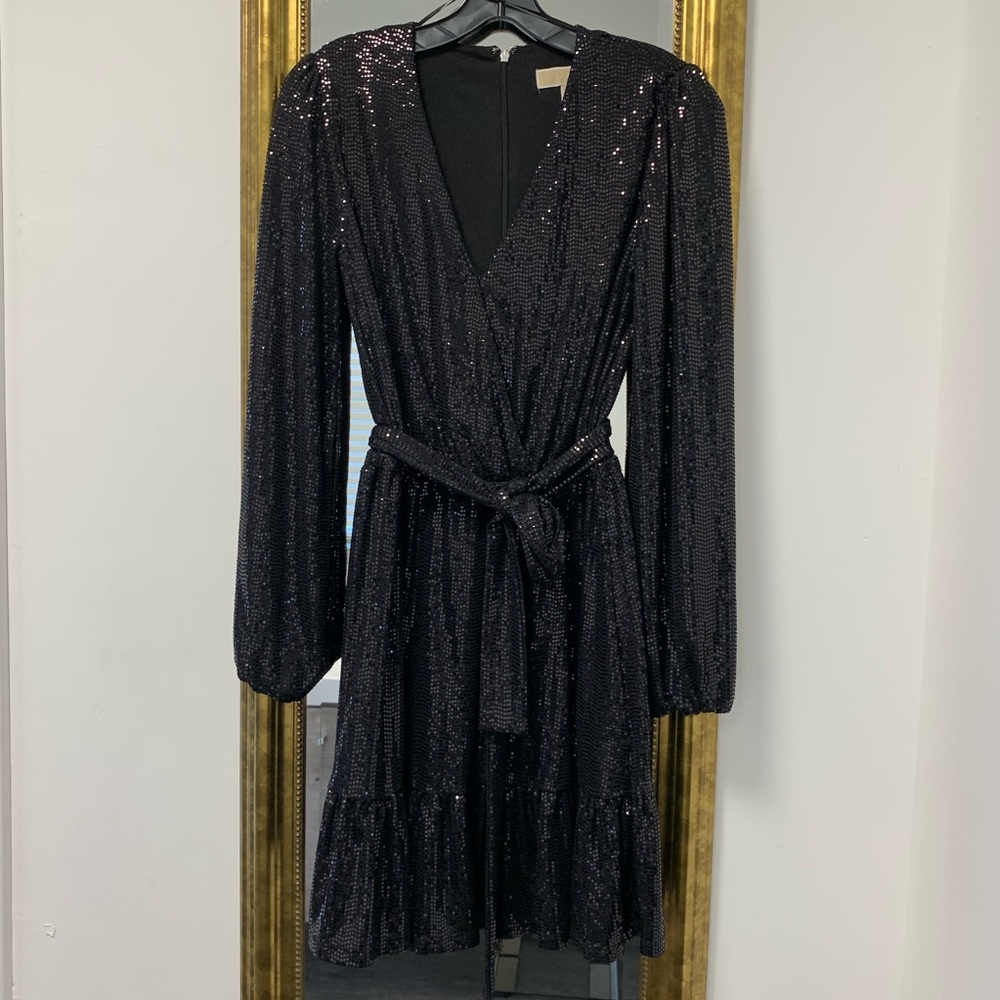 MICHAEL KORS BLACK SEQUINED DRESS
